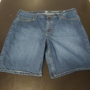 4/ $25 WOMENS DARK BLUE MIDRISE BERMUDA JEAN SHORTS BY LEE RIDERS SIZE 22